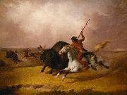 John Mix Stanley Buffalo hunt on the Southwestern plains oil on canvas